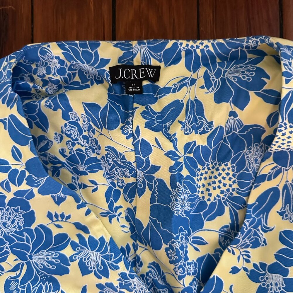 J. Crew Button-front puff-sleeve mini dress in blue floral twill - Picture 4 of 5